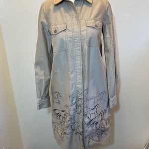 Maeve from Anthropology shirt dress. Safari tan.
